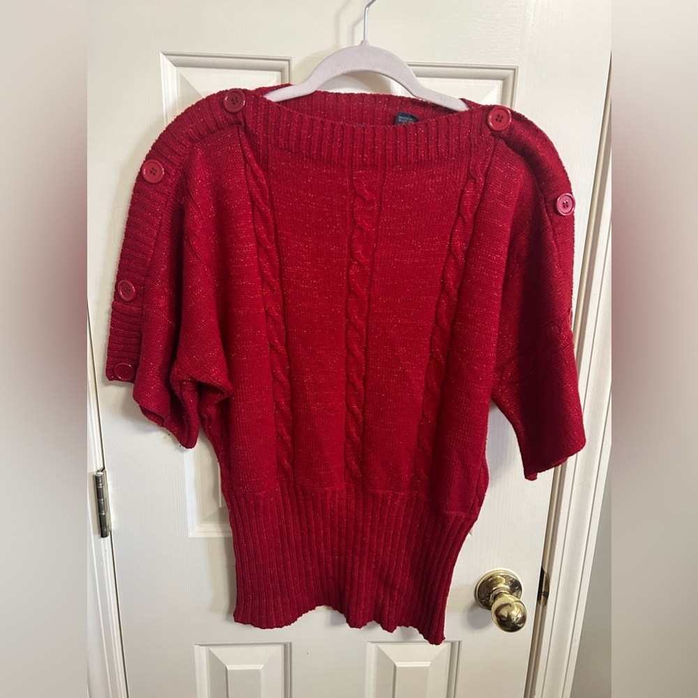 2/$28 Vintage De Rotchild Boat Neck Sweater Red Metallic Size Small